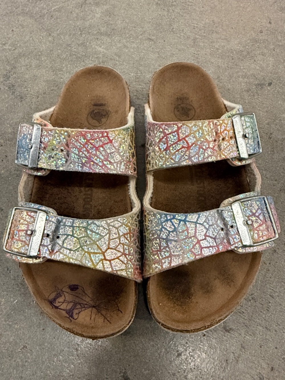 Birkenstock Kids Rainbow Glitter Double-Buckle Sandals